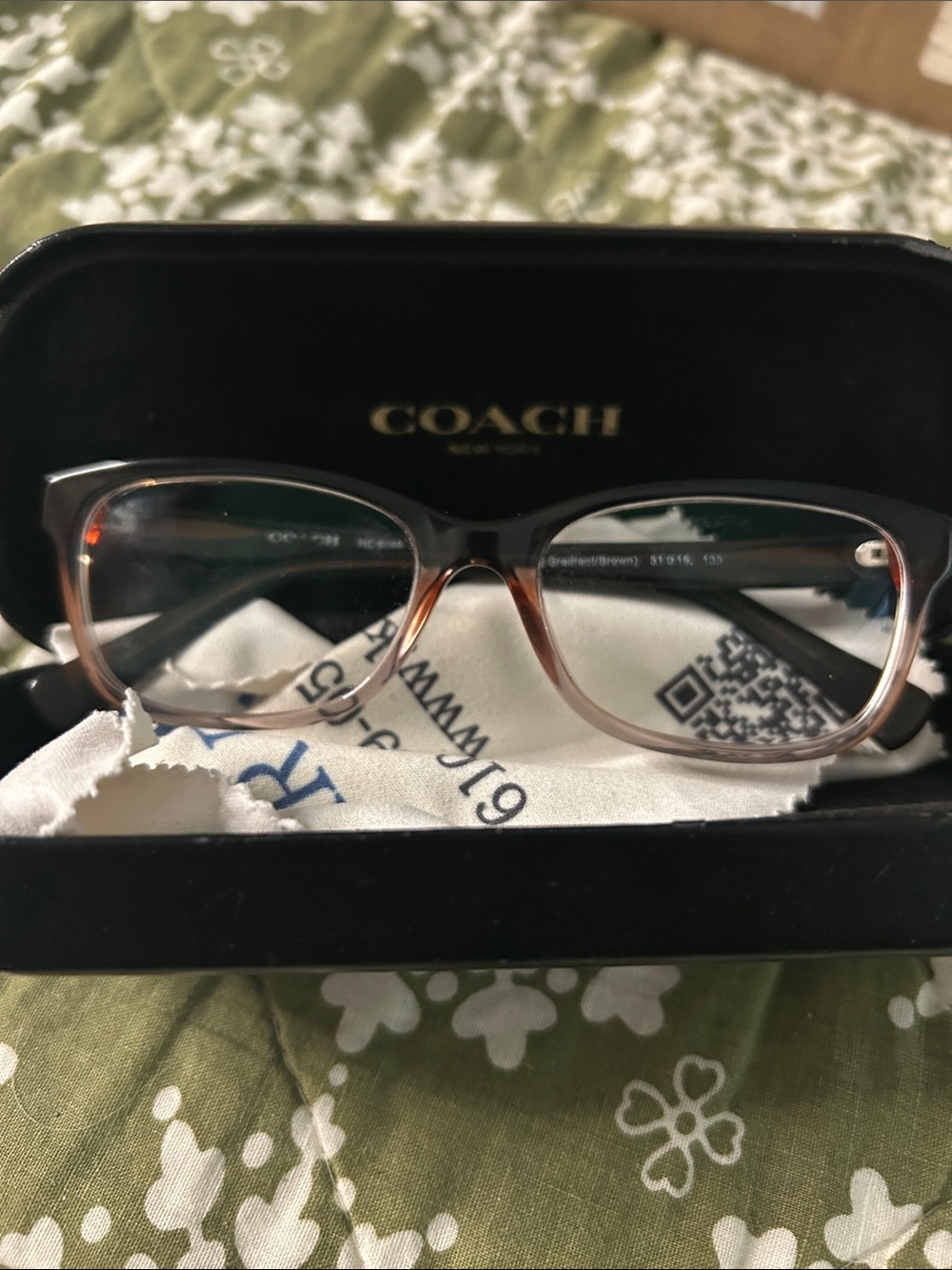 Coach Gradient Brown and Black Rectangular Eyeglasses
